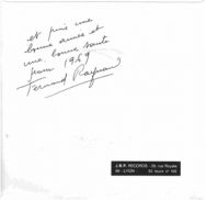 Jacky Bernard, verso du disque avec dédicace de Fernand Raynaud